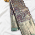 Virasat Mint - Plum Brocade Kanjivaram Semi-Silk Saree