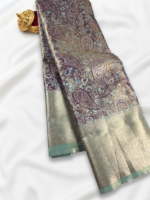 Virasat Mint - Plum Brocade Kanjivaram Semi-Silk Saree