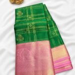 Green & Pink Semi Silk Saree