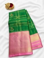 Green & Pink Semi Silk Saree