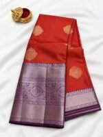 Orange Semil Silk Saree - Image 2