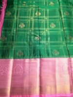 Green & Pink Semi Silk Saree - Image 2