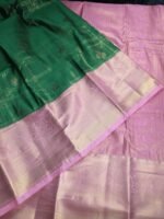 Green & Pink Semi Silk Saree - Image 3