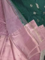 Peacock Green & Rose Semil Silk Saree - Image 3
