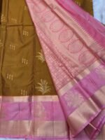 Olive Green & Rose Semil Silk Saree - Image 3