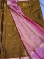 Olive Green & Rose Semil Silk Saree - Image 4
