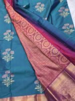 Ramar Blue & Purple Semil Silk Saree - Image 3
