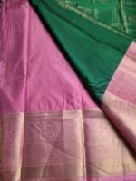 Green & Pink Semi Silk Saree - Image 4