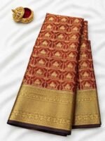 Red Semil Silk Saree - Image 2