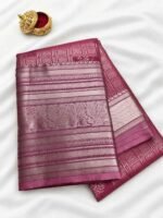 Maroon & Gold Zari Semi Silk Saree
