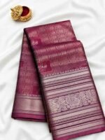Maroon & Gold Zari Semi Silk Saree - Image 2