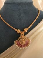 Temple Goddess Lakshmi Gold-Polished Neckpiece - Image 2