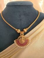 Temple Goddess Lakshmi Gold-Polished Neckpiece
