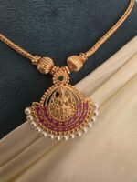 Temple Goddess Lakshmi Gold-Polished Neckpiece - Image 3
