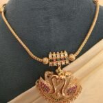 Royal Swan Motif Temple Jewellery Short Necklace