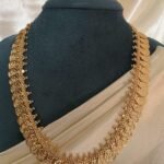 Traditional Micro Gold-Polished Lakshmi Kasu Long Haram with CZ Stone