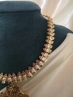 Traditional Micro Gold-Polished Manga Malai Attigai with Chandelier Drop Pendant - Image 3