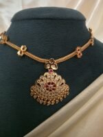 Micro Gold-Polished Floral Mughal-Style Attigai - Image 3