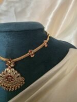Micro Gold-Polished Floral Mughal-Style Attigai - Image 4