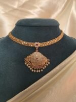 Micro Gold-Polished Shanku  Attigai with Ruby Stone