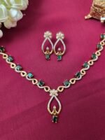 Emerald Elegance Matte Gold Necklace  Set