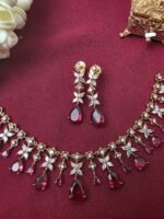 Bloom Ruby Red Tear-Drop Choker Necklace Set - Image 2