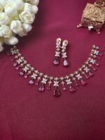 Bloom Ruby Red Tear-Drop Choker Necklace Set - Image 4