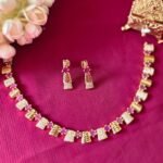 Ruby Pink Fluted Link Collar Necklace
