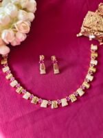 Ruby Pink Fluted Link Collar Necklace