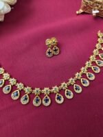 Royal Sapphire Blue Teardrop Collar Necklace Set - Image 2