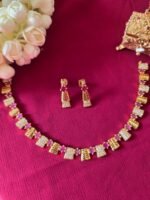 Ruby Pink Fluted Link Collar Necklace - Image 3