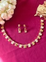 Ruby Pink Fluted Link Collar Necklace - Image 2